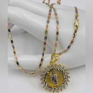 San Judas Tadeo collar oro laminado 18k/Saint Jude Gold Plated